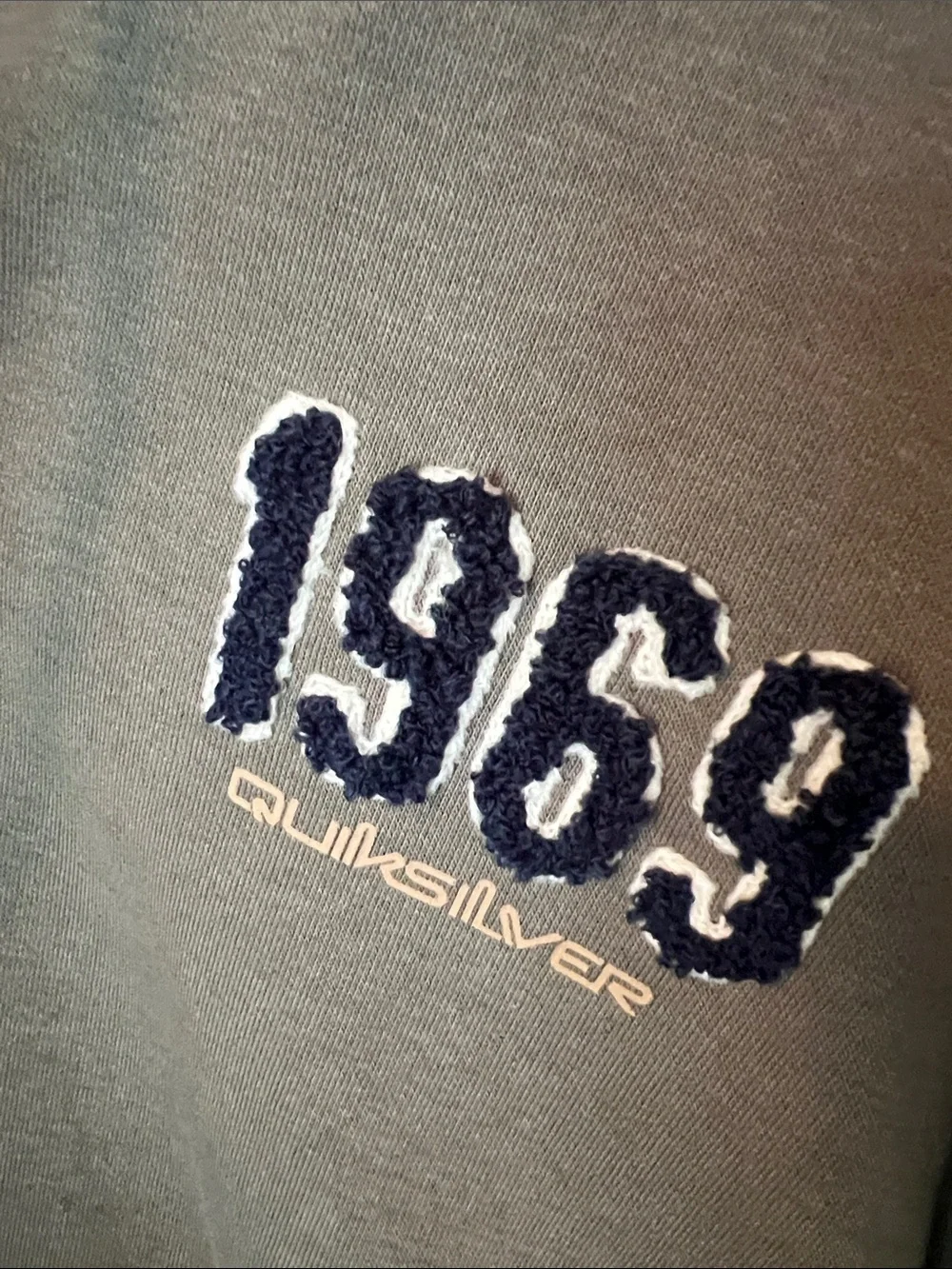 Quiksilver Dusty Olive Hooded Pullover with '1969' Patch - Picture 2 of 8